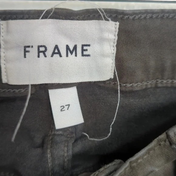 Frame Le High Skinny Deep Moss Green/Brown High Waisted Pant Size 27 - Picture 5 of 8